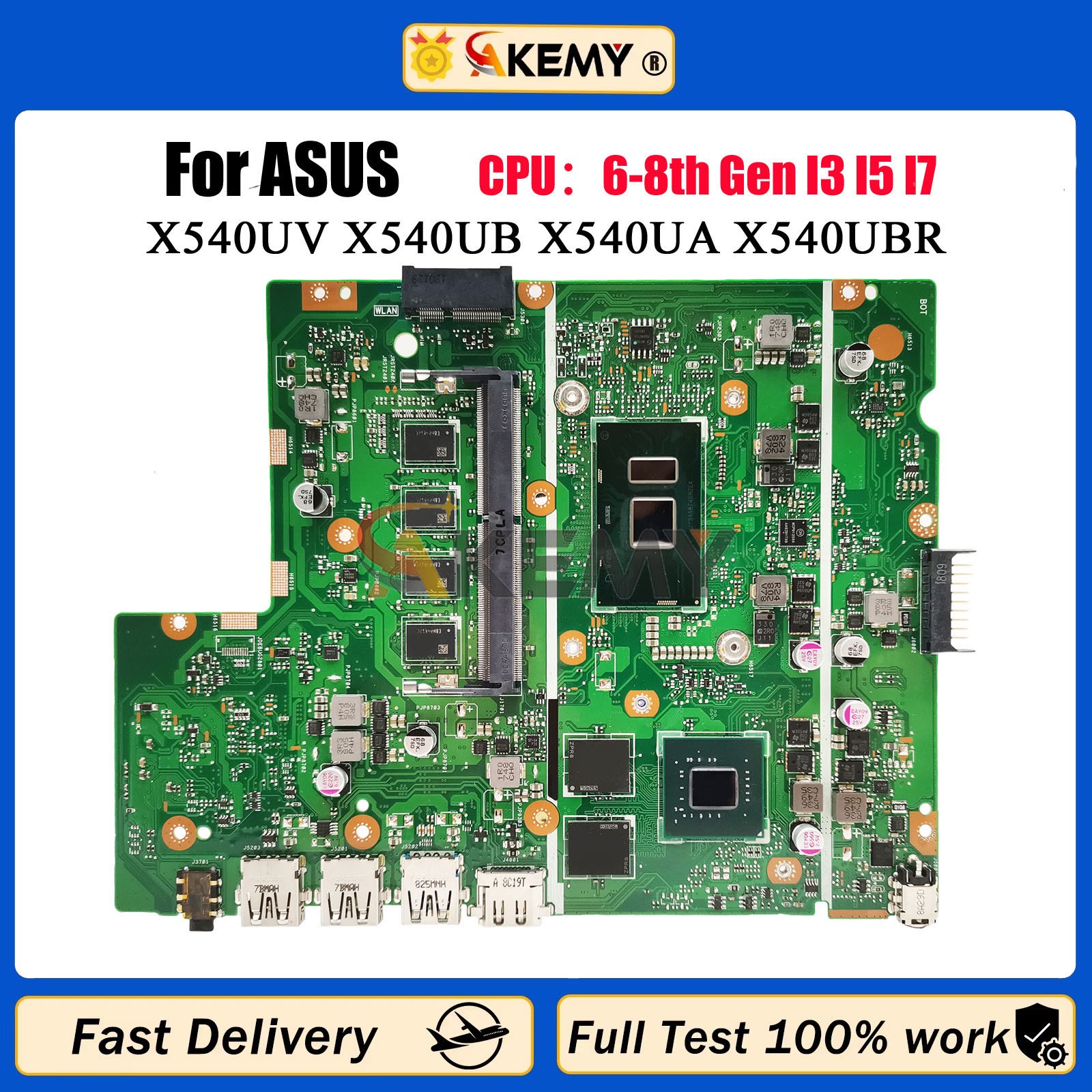 X540UV Laptop Motherboard For ASUS X540UBR X500UB P540U X540U K540U Mainboard