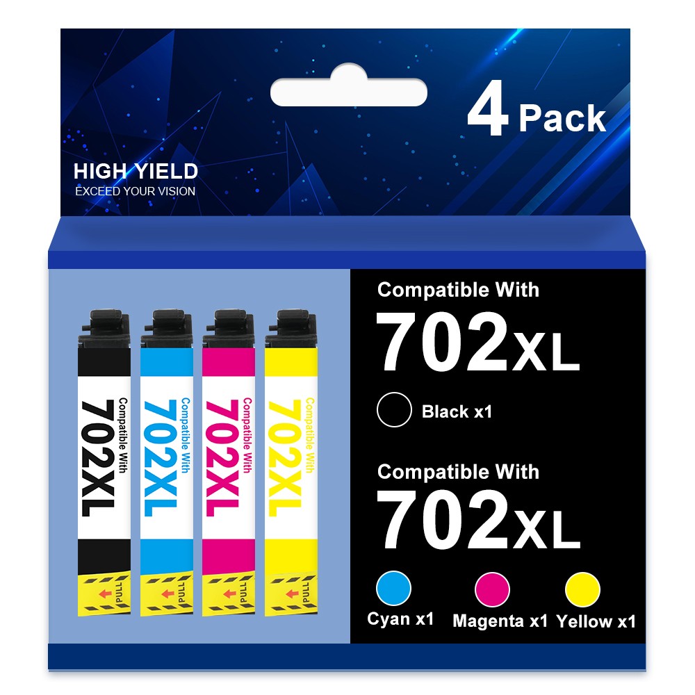 4P 702XL T702XL Ink Cartridges for Epson 702 Workforce WF-3720 WF-3730 WF-3733