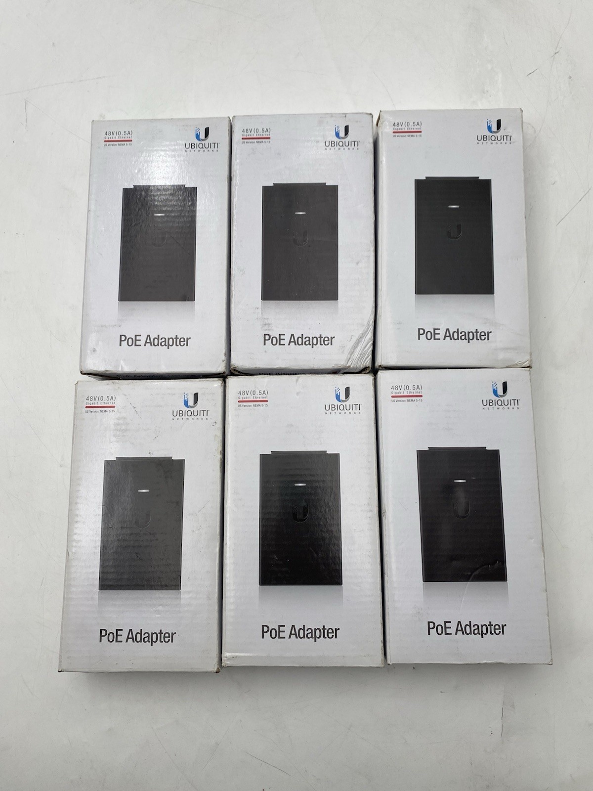Lot of 6 Ubiquiti Networks 48V (0.5A) PoE Adapter NEMA 5-15