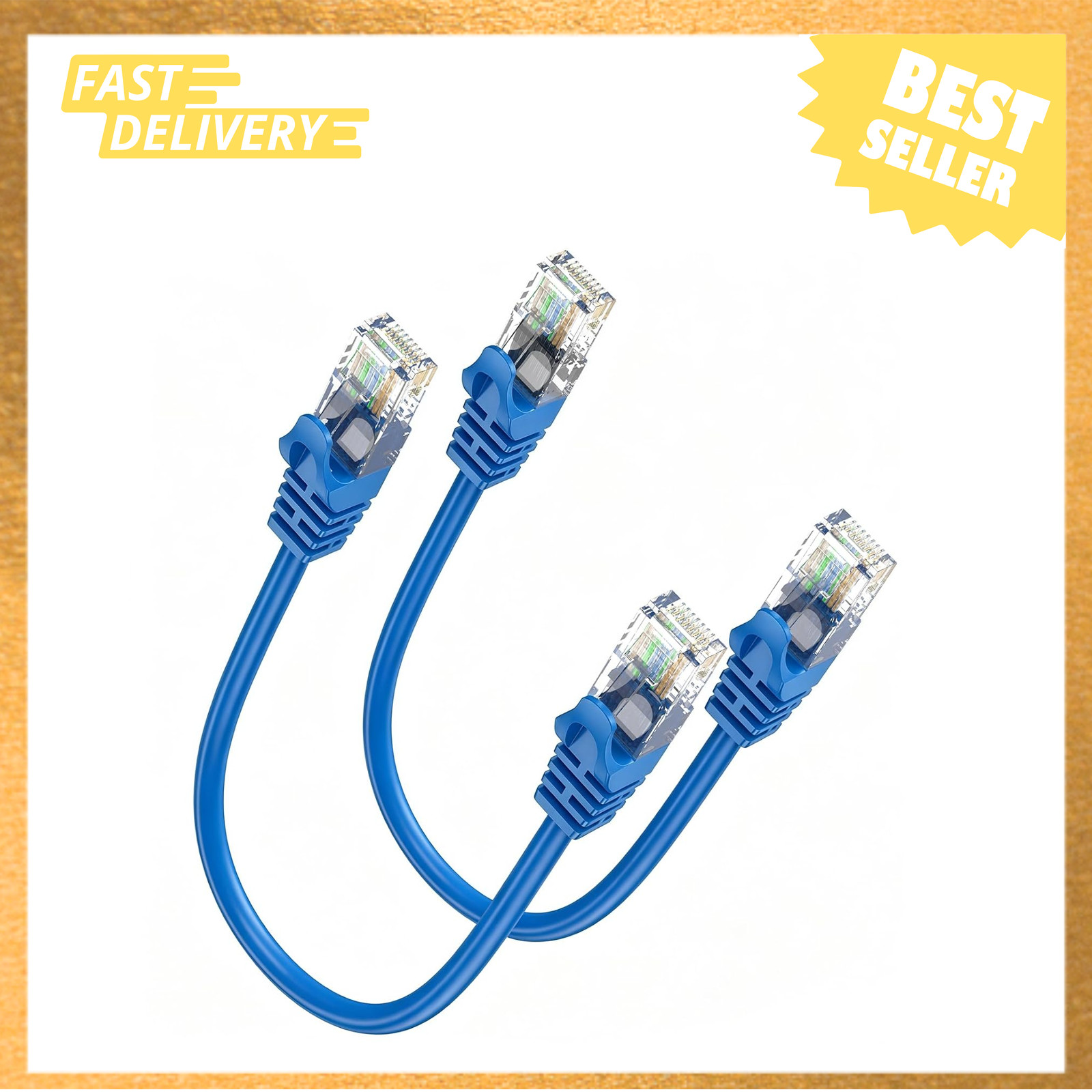 Cat 6 Ethernet Cable 1FT 2-Pack High Speed Short Patch Cable 10Gbps Unshielded