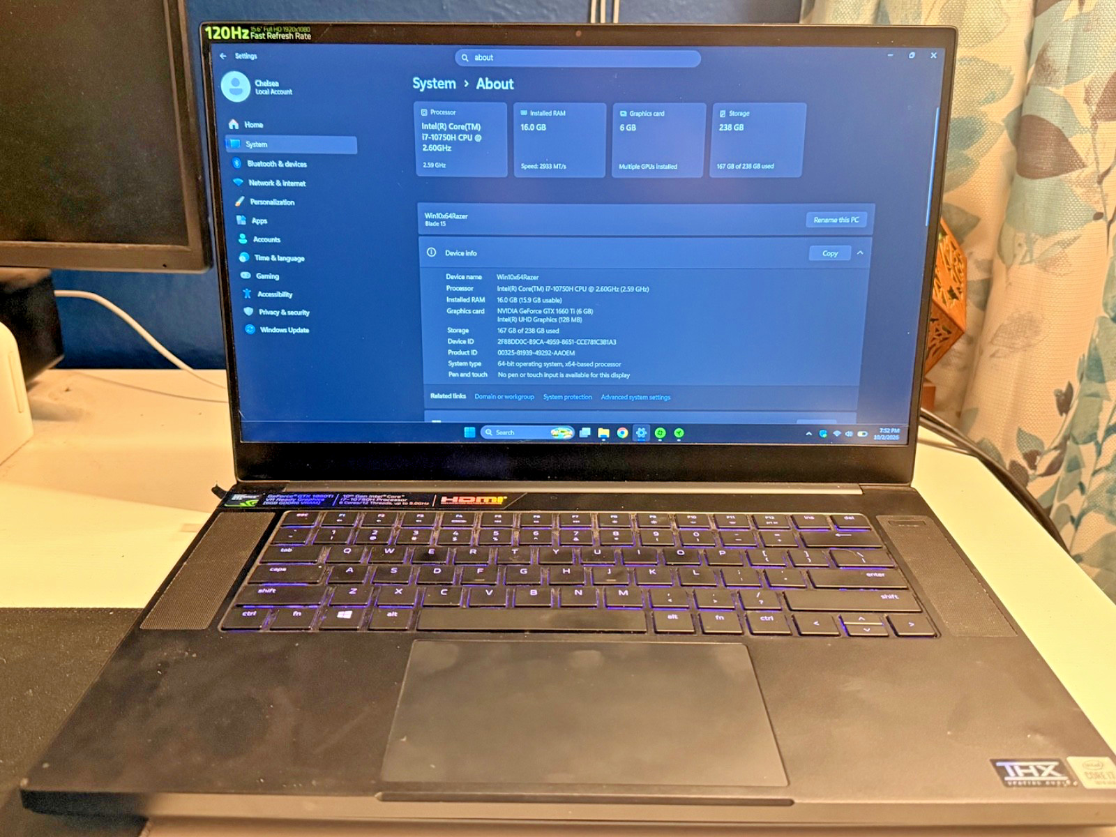 Razer Blade 15 Base (2020) Gaming Laptop 16GB RAM 250GB SSD - NEW BATTERY