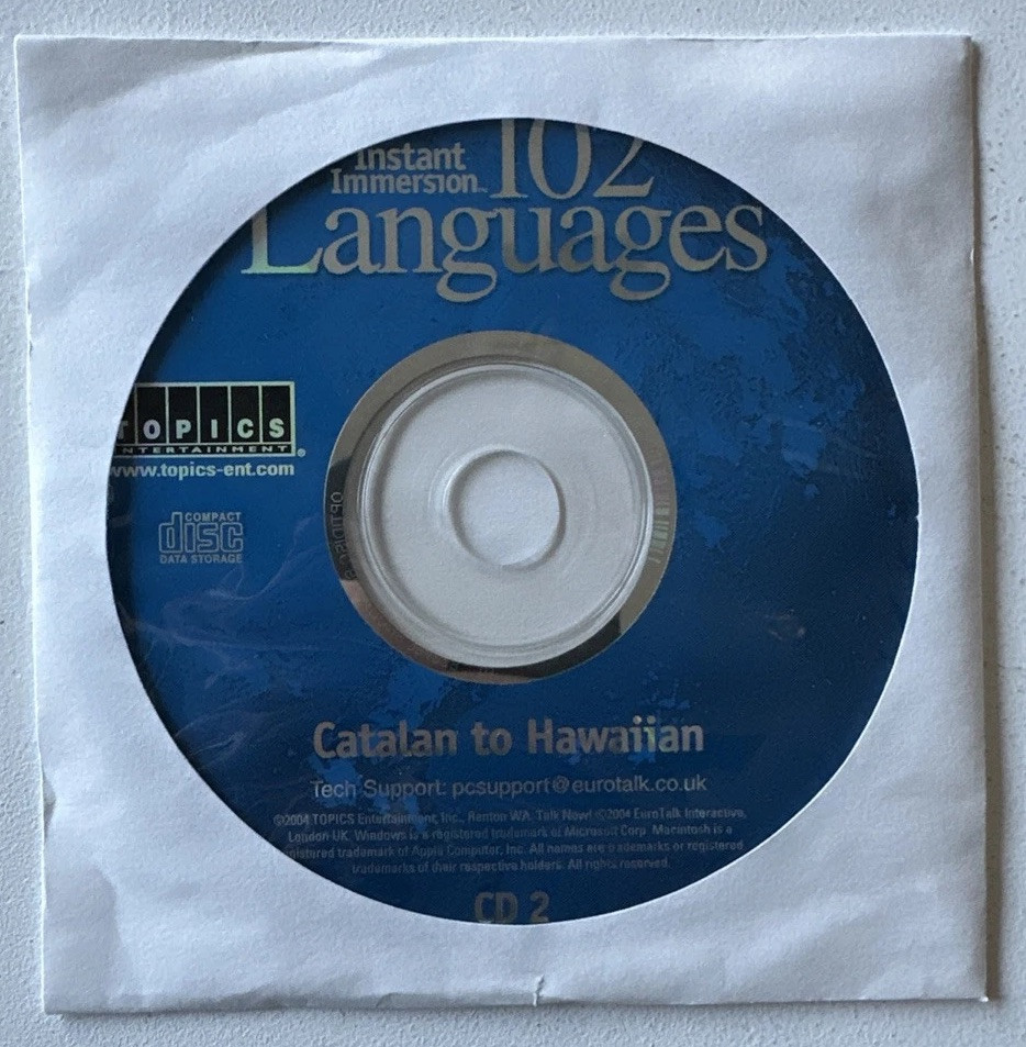 Instant Immersion 102 Languages CD-ROM Disc 2 Catalan to Hawaiian PC / MAC