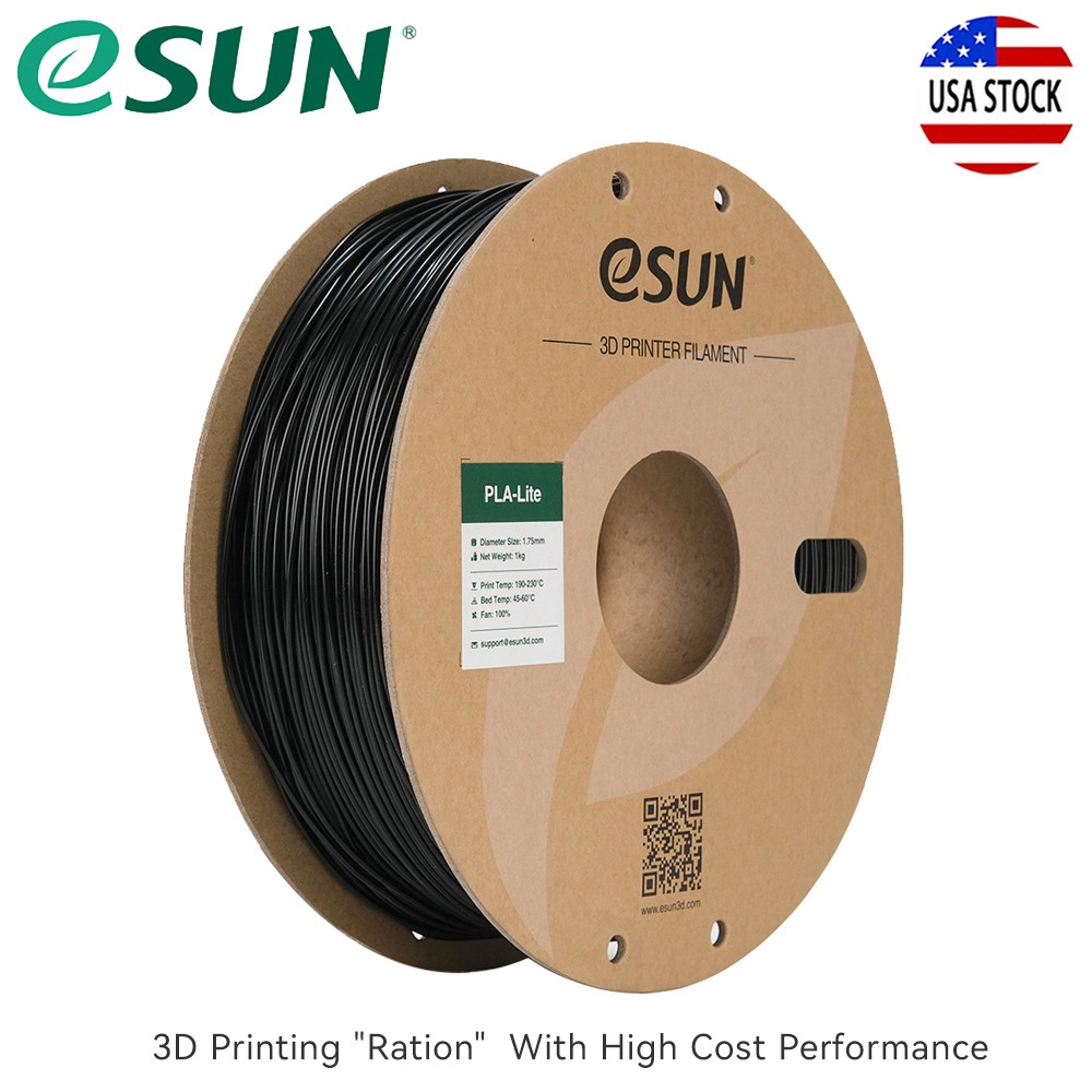 eSUN PLA-Lite 3D Filament 1.75mm 1KG High Toughness PLA For FDM 3D Printer Black
