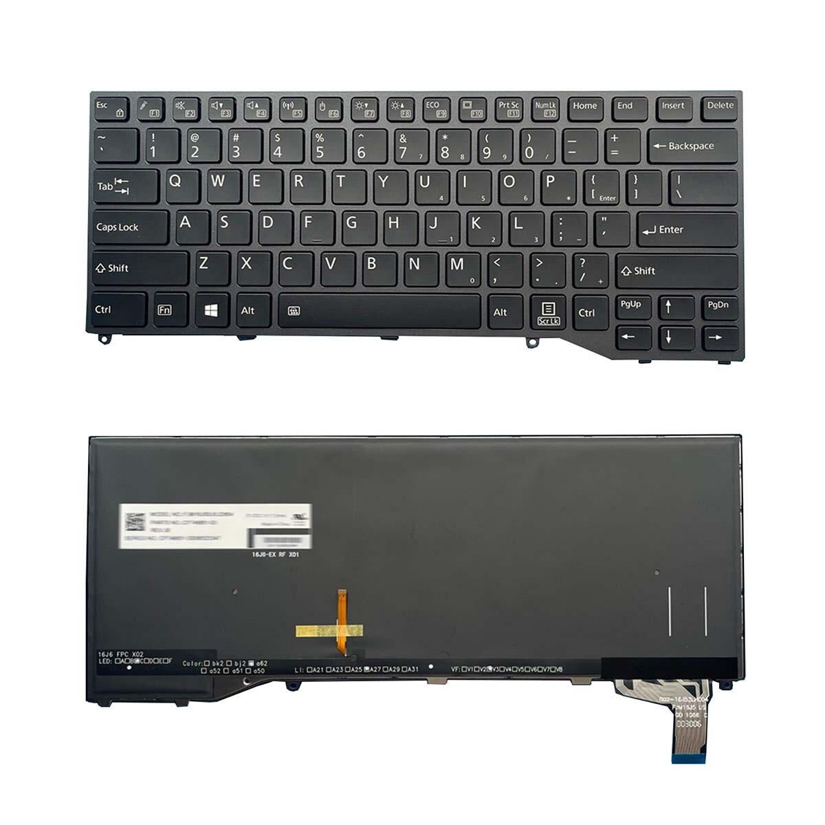 Laptop Keyboard for Fujitsu Stylistic Q738 Q739 Black US with Backlit