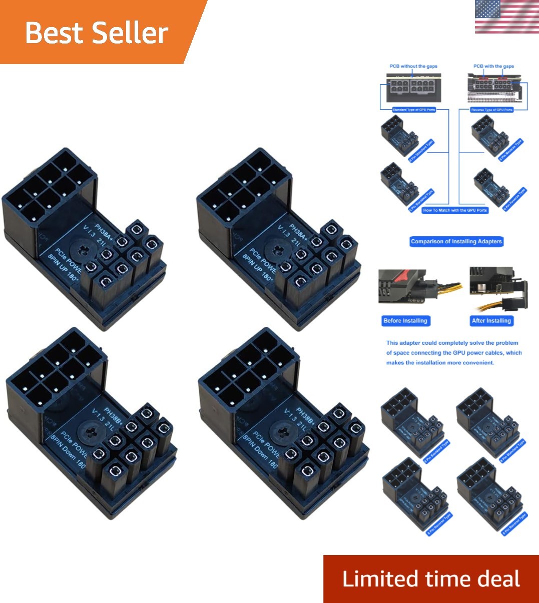 Complete 8 Pin PCIe Adapter Kit - Standard & Reverse Types for Graphics Cards