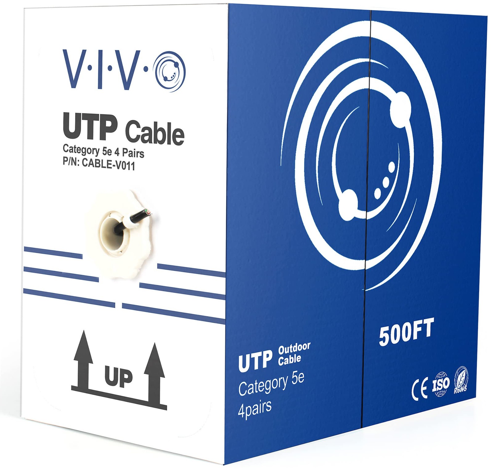 Black 500ft Bulk Cat5e, Ethernet Cable, Pull Box, Cat-5e Wire, Waterproof