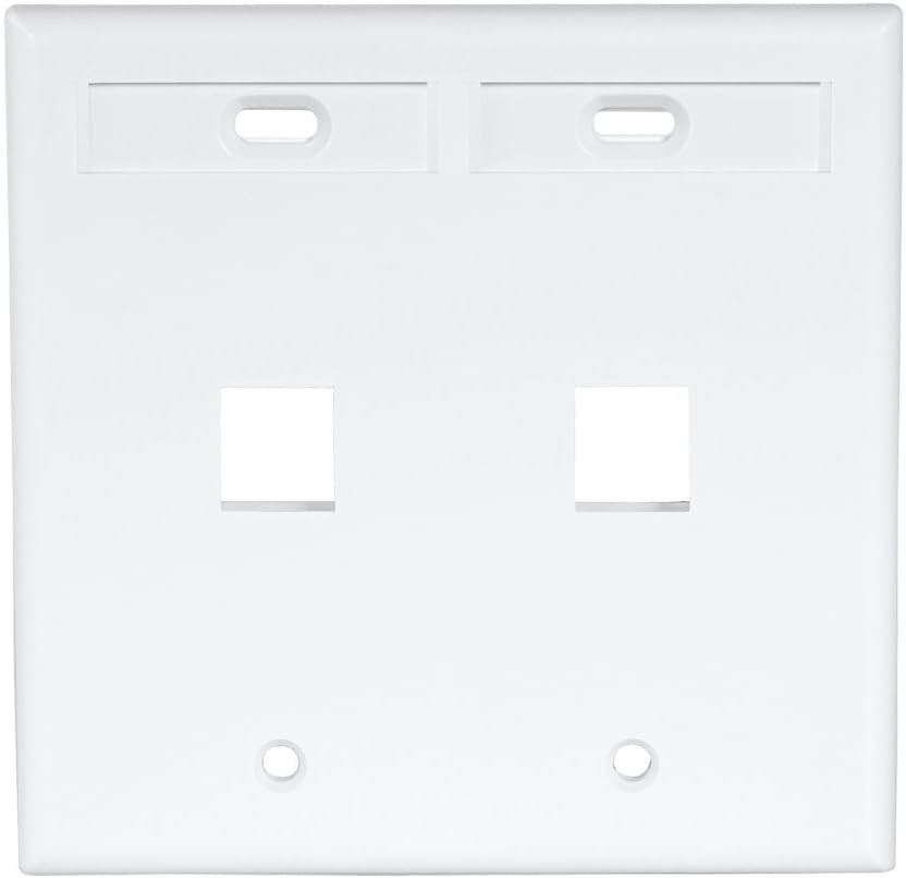 2-Port Dual Gang QuickPort Wallplate with ID Windows, 42080-2WP, White