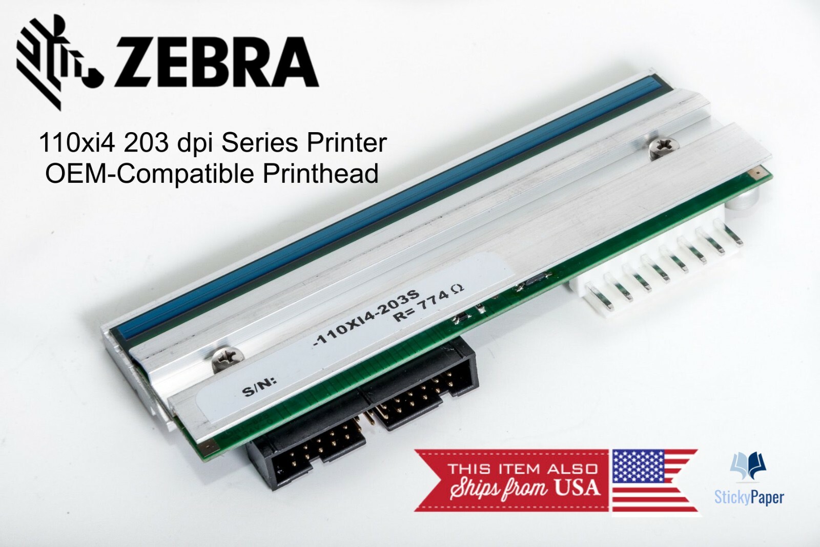 OEM-compatible Zebra printheads for 110XI4 203 dpi printers (P1004230)