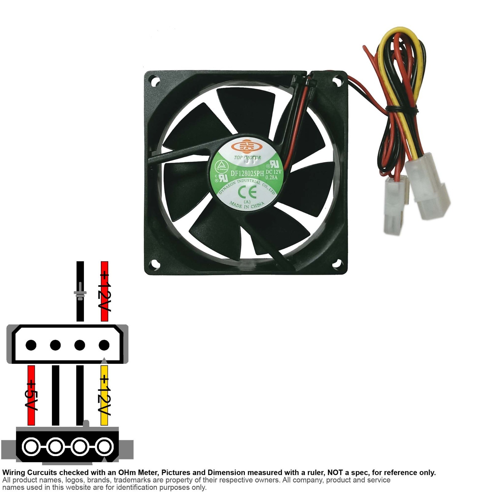 Fan Axial Muffin Cooling DC 12V  80mm 80x80x25 Top Motor DF128025SH 0.28A
