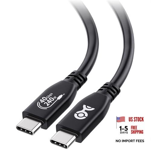 40Gbps USB 4 Cable - 6.6ft, Supports Up to [8K@60Hz / 4K@240Hz 6.6 Feet Black