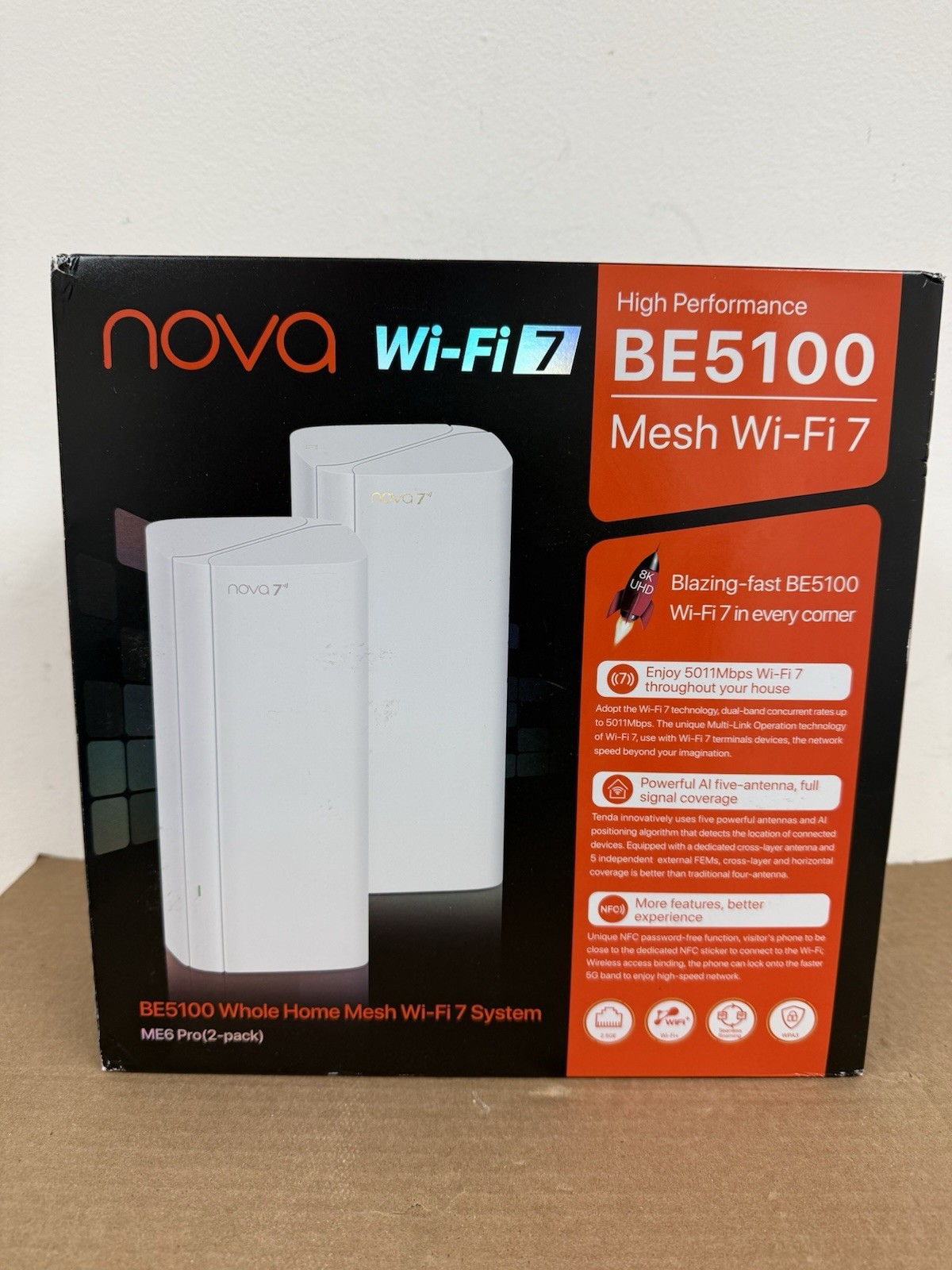 Tenda Nova Wifi 7 BE5100 Whole Home Mesh System ME6 Pro (2-Pack) 4600sq/ft