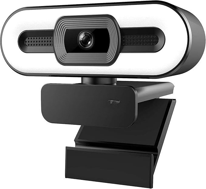 2K Autofocus Webcam with Ring Light & Noise‑Cancelling Mic for PC Mac Zoom