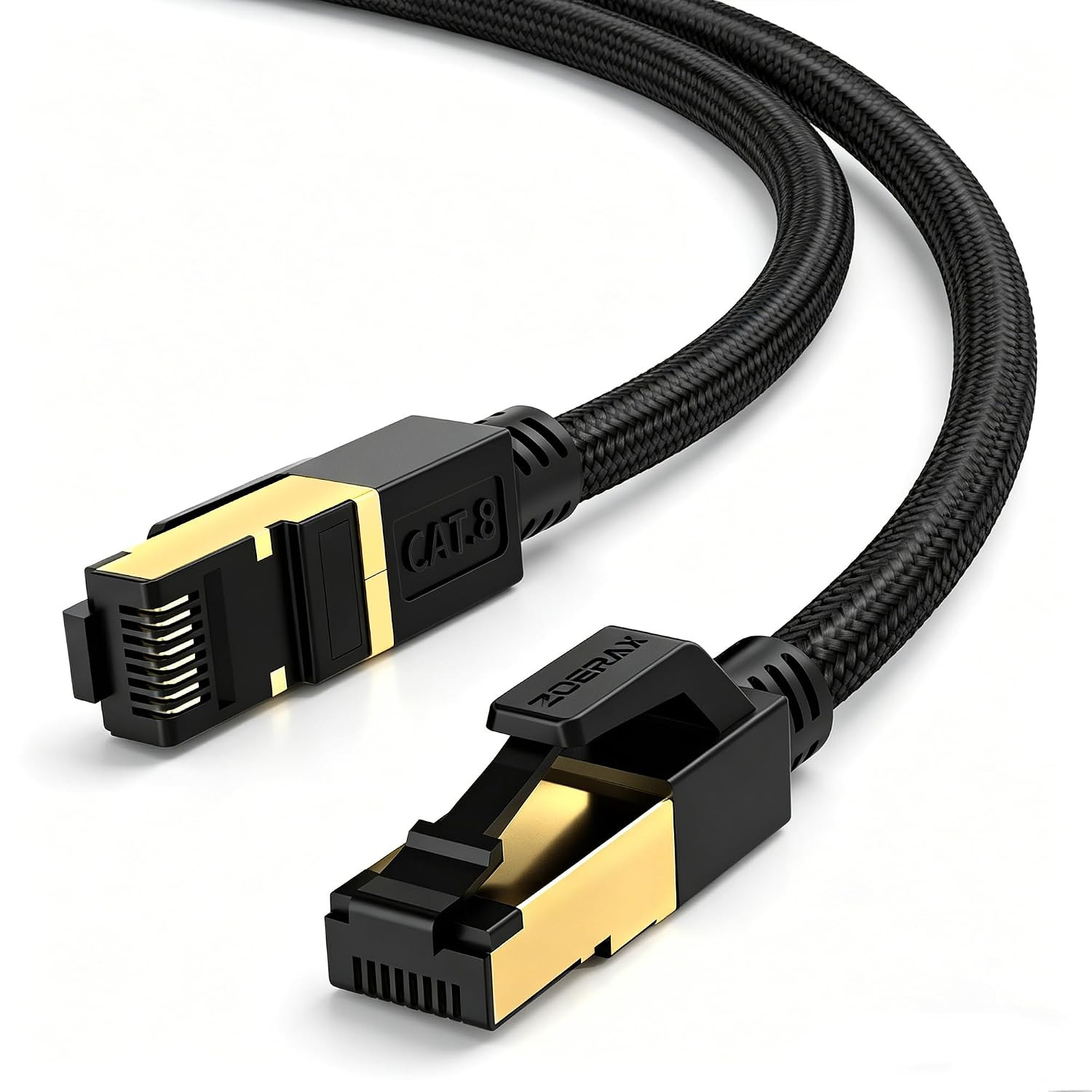 Cat 8 Ethernet Cable 50FT Nylon Braided 40Gbps 2000MHz RJ45 LAN Network