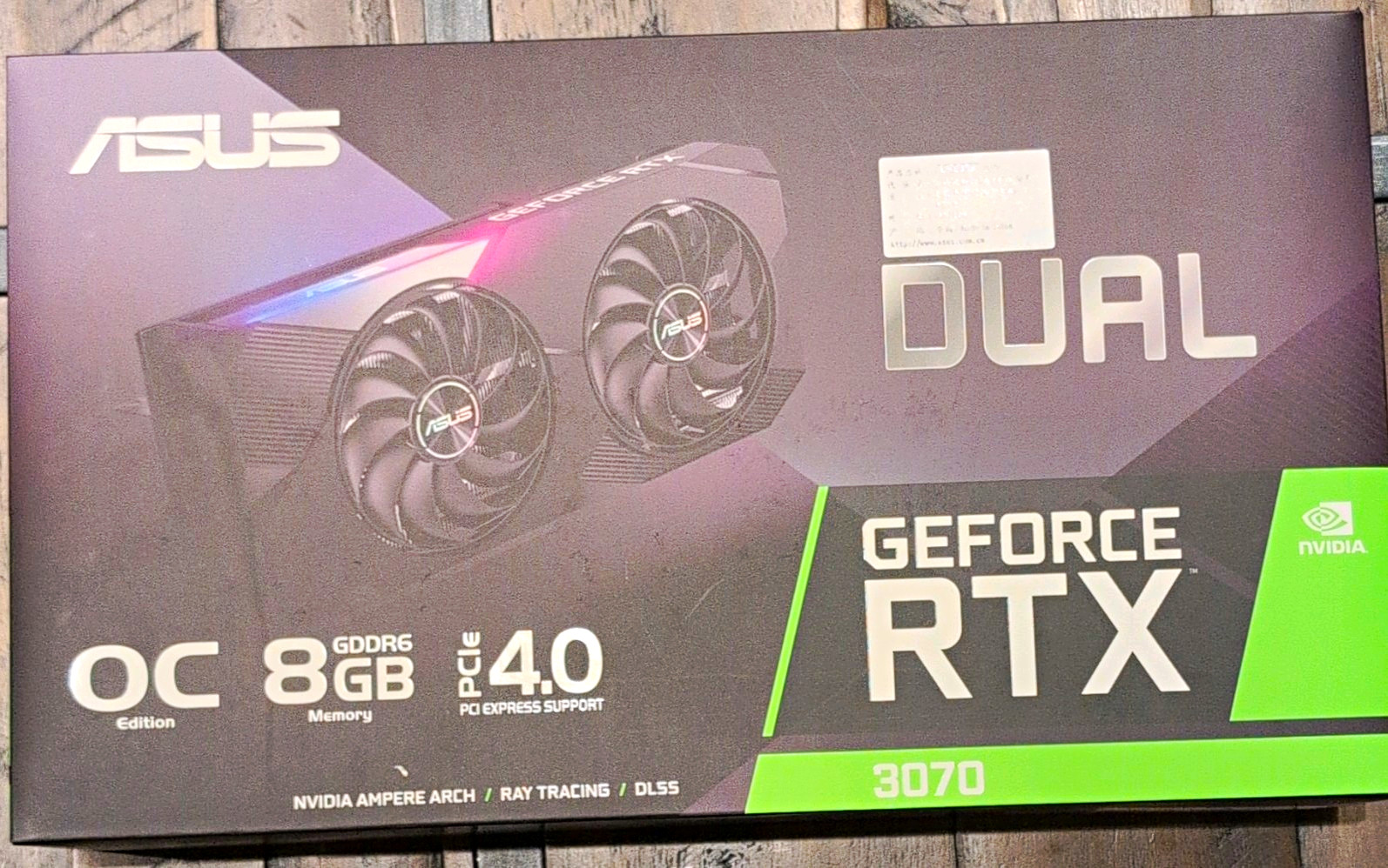 ASUS DUAL GeForce RTX 3070 OC 8GB GDDR6 PCIe 4.0 x16 Ray Tracing DLSS