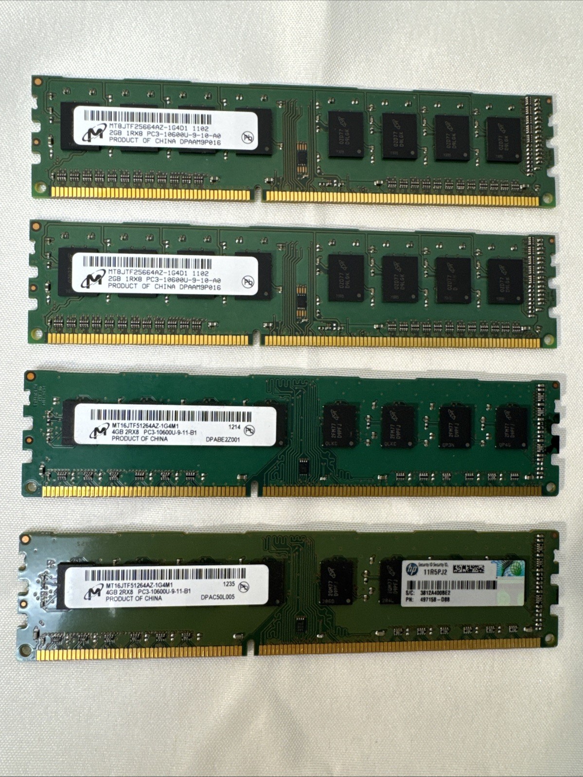 HP 2 & 4 GB RAM PC3 10600U-9 Desktop Memory 2 Of Each