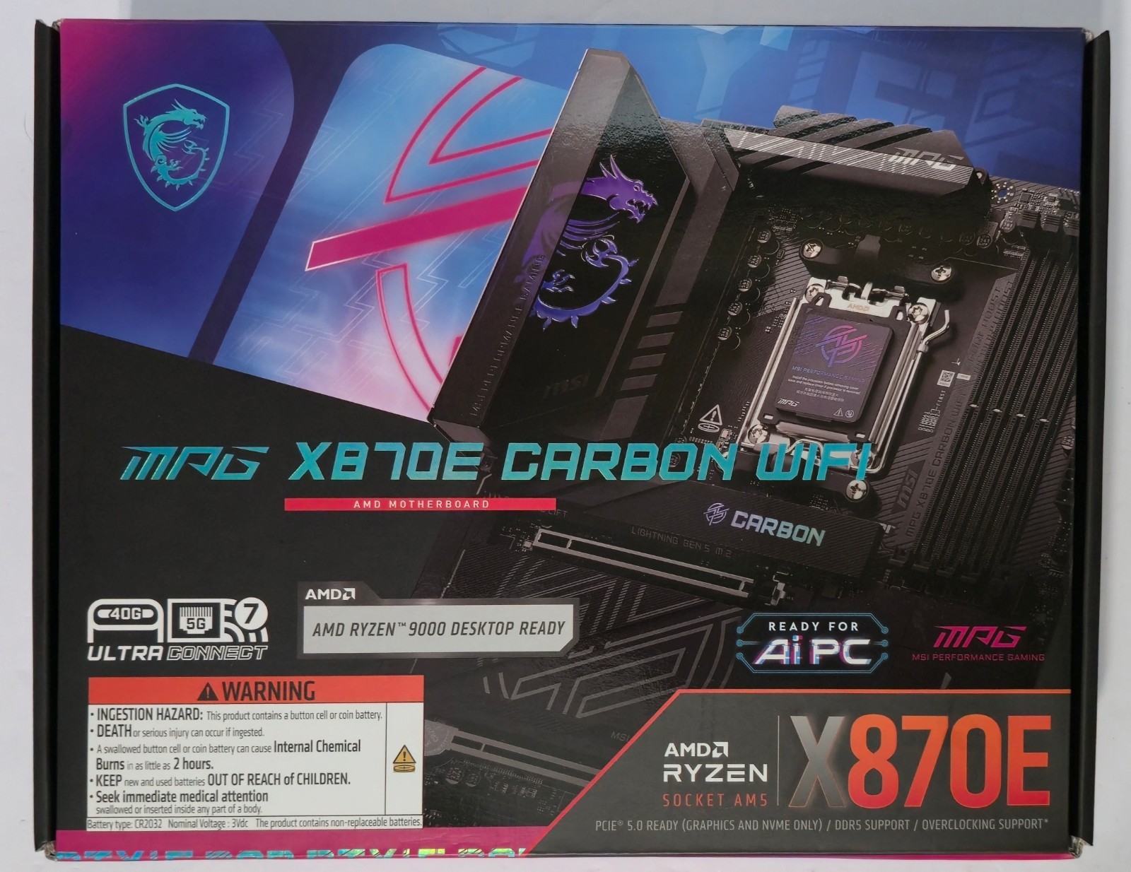 MSI MPG X870E Carbon WiFi Gaming Motherboard (AM5, DDR5, Wi-Fi 7, ATX)