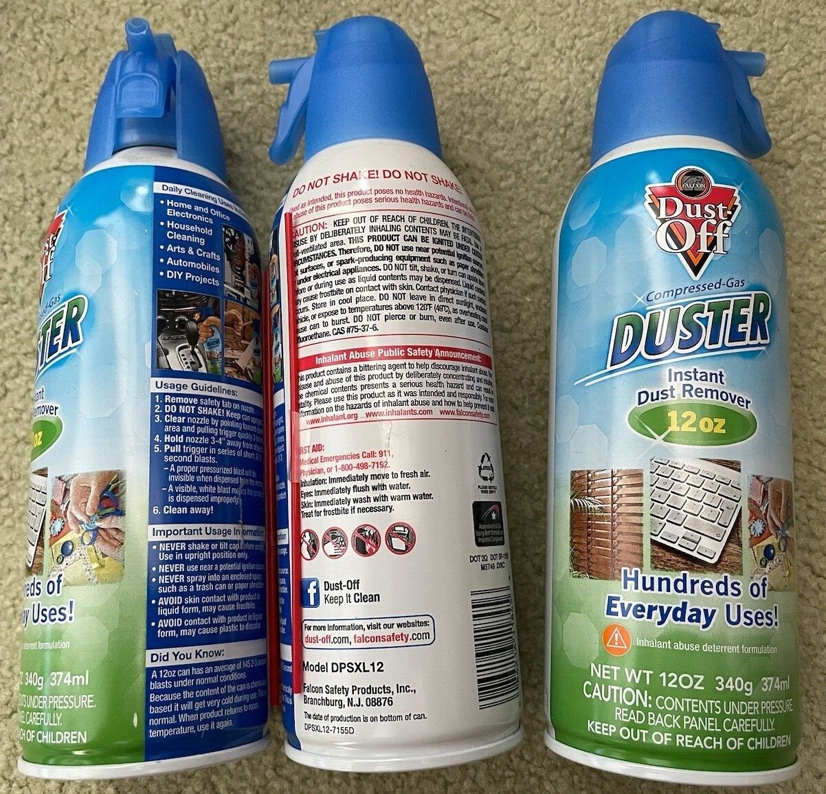 Dust-Off Compressed Gas Duster 3-12 oz. Cans