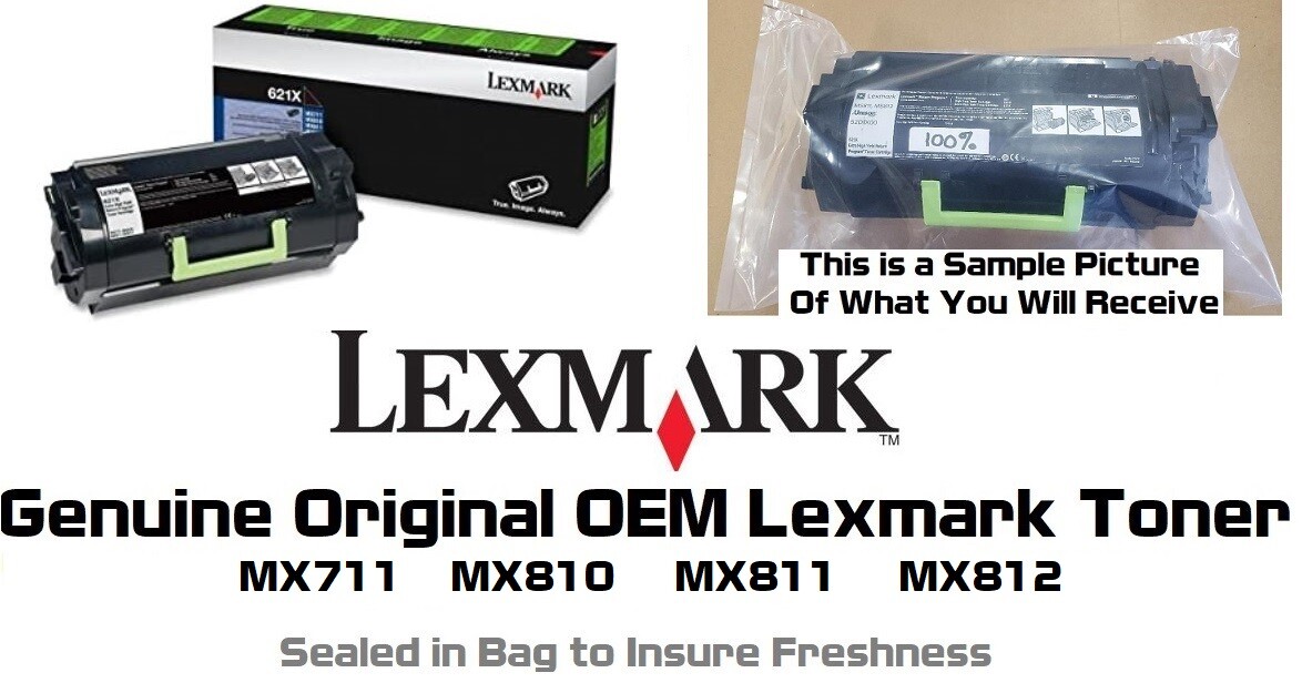 Mostly New Genuine Lexmark 621X MX711 MX810 MX811 62D1X00 SEALED BAG 85% 62D1X00