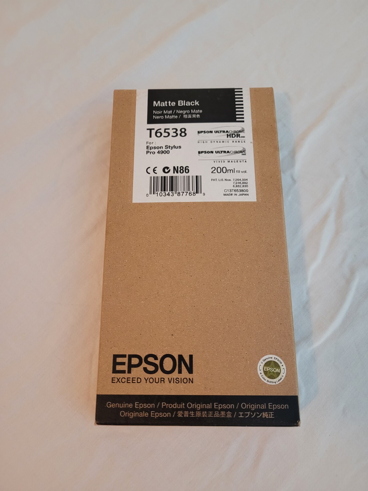 Epson T6538 200ml Matte Black For Epsom Stylus Pro 4900 New
