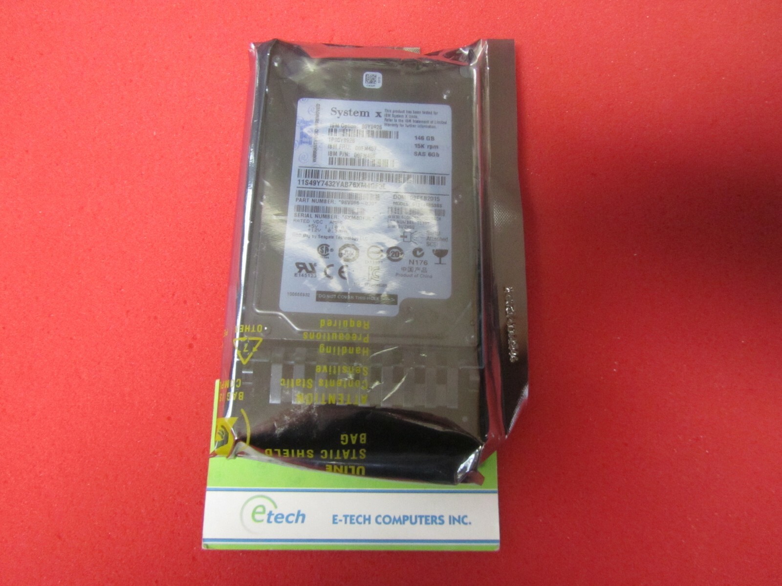 00FN457/ 90Y8926- IBM 146GB 15K 2.5" 6Gb SAS HD for System x3650M3, x3650M4, ...