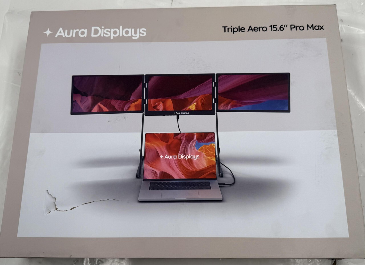 AURA DISPLAYS TRIPLE AERO 15.6 INCH PRO MAX PORTABLE TRIPLE MONITOR EXTENDER