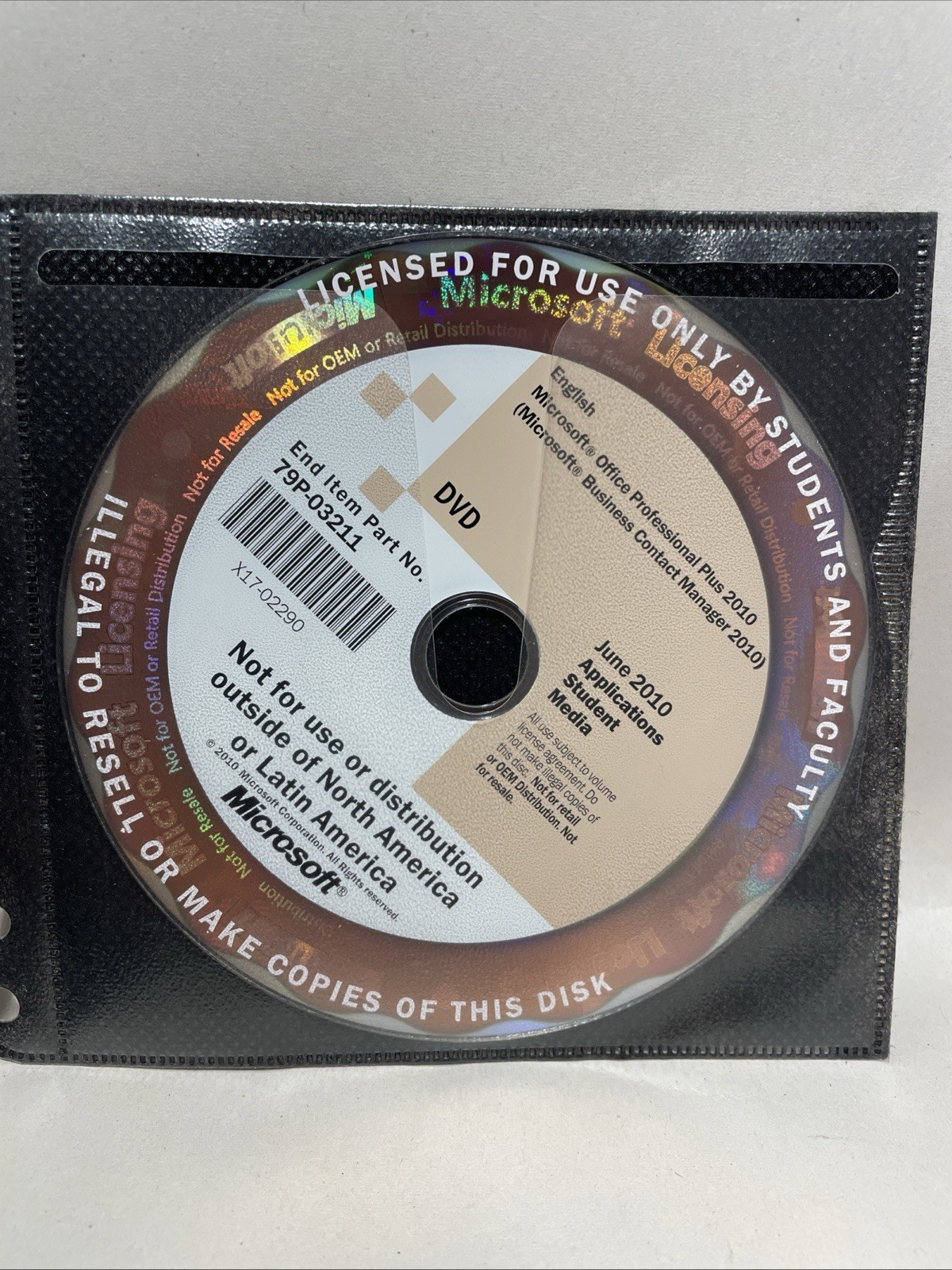 Microsoft June 2010 Applications Student Media Disc Microsoft Office Profession