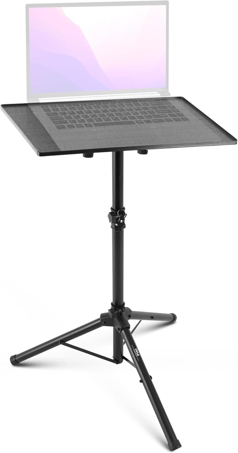 Pyle Portable Folding Laptop Stand - Standing Table with Adjustable Angle, Folda
