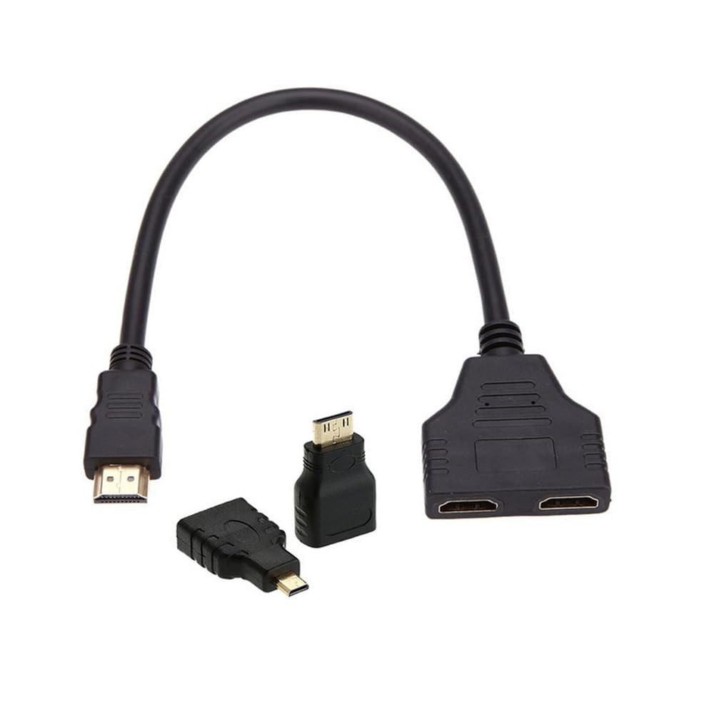 NFHK HDMI to Dual Female Y Splitter Switch Extension Adapter Cable Black