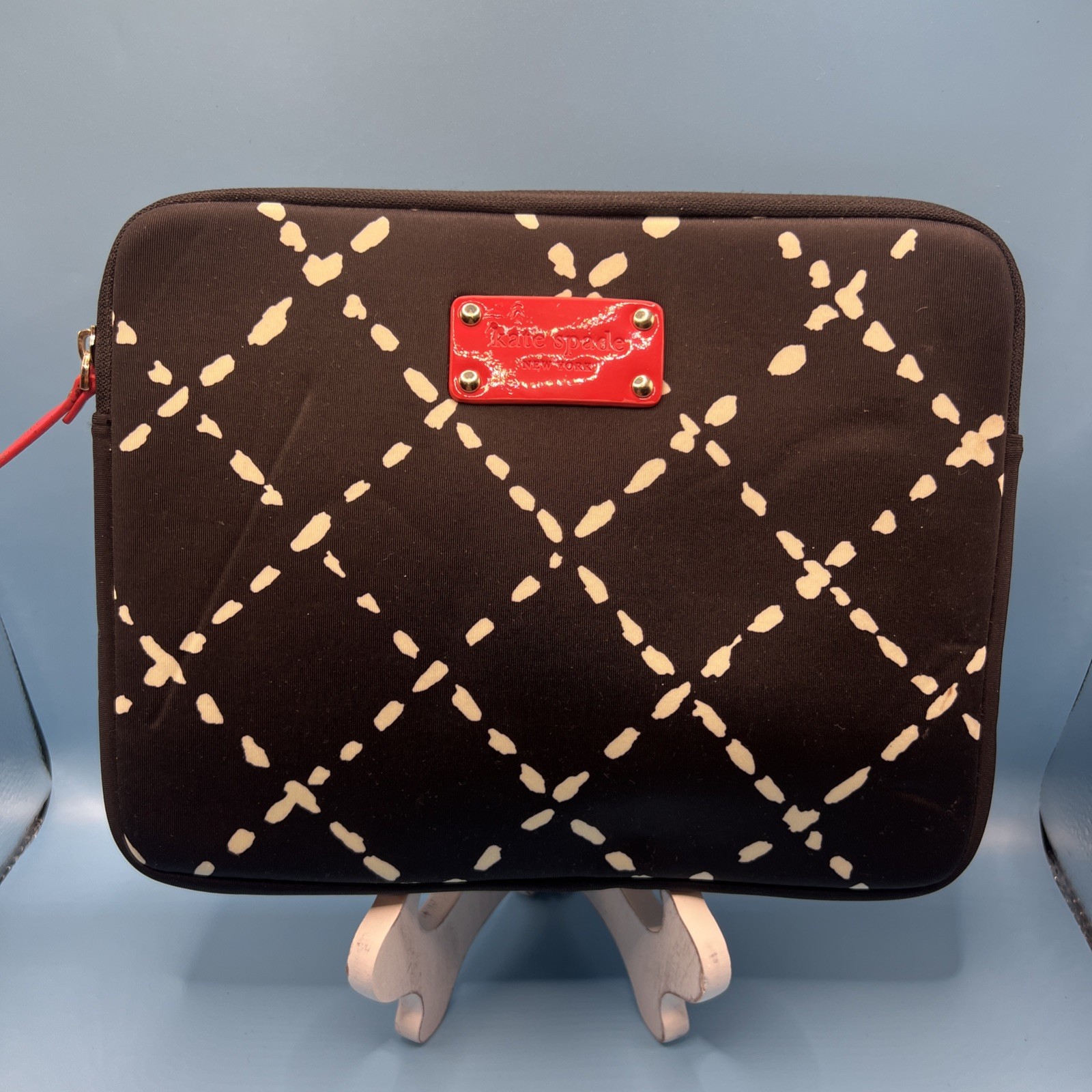 Genuine Authentic Kate Spade iPad Sleeve Case Pouch Black/White 10 1/4” by 8”