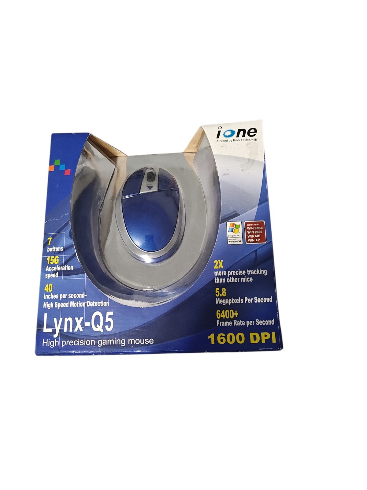 Vintage iOne Lynx-Q5 High Precision Gaming Mouse Windows XP 98 98E 2000 ME *NEW*