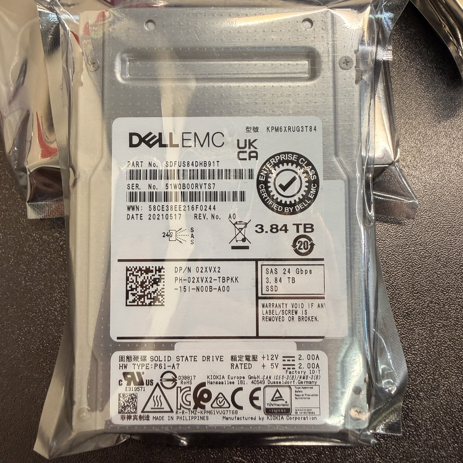 02XVX2 Dell 3.84T SAS 24Gbps 2.5" 2XVX2 KPM6XRUG3T84 SSD