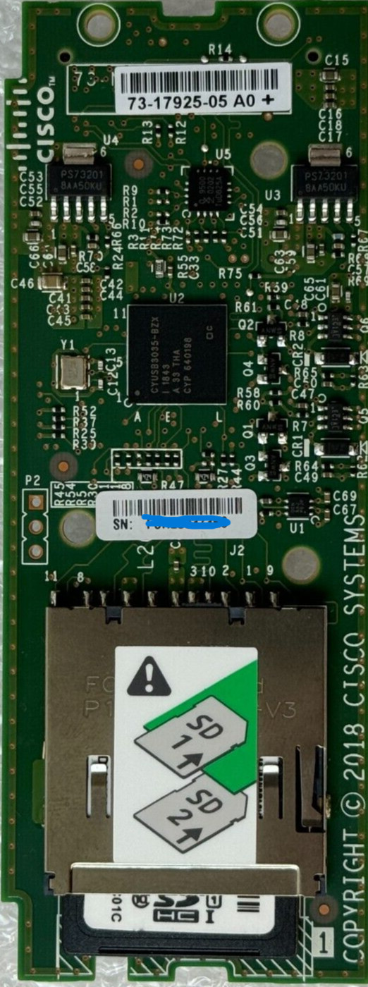 Cisco 73-17925-05 C240 M5 Dual SD Card Reader W/ 2 x 32GB SD 800-47634-02 B200