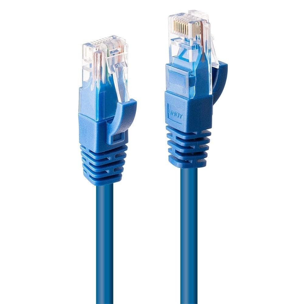 LINDY 0.3m CAT6 U/UTP Snagless Gigabit Network Cable, Blue 0.3m Blue
