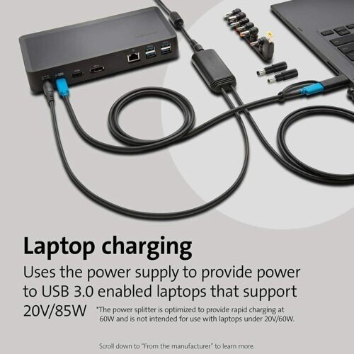 Kensington 60W USB 3.0 Power Splitter for SD4700P K38310NA 907-9593-01 Laptop