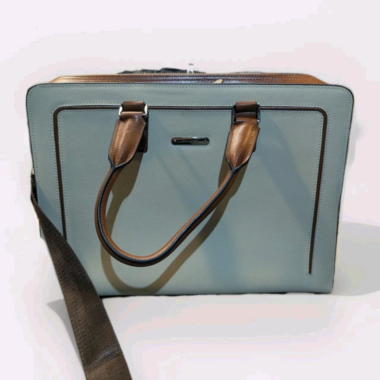 BOSTANTEN White Leather Briefcase Laptop Bag. Gorgeous Clean Minor wear