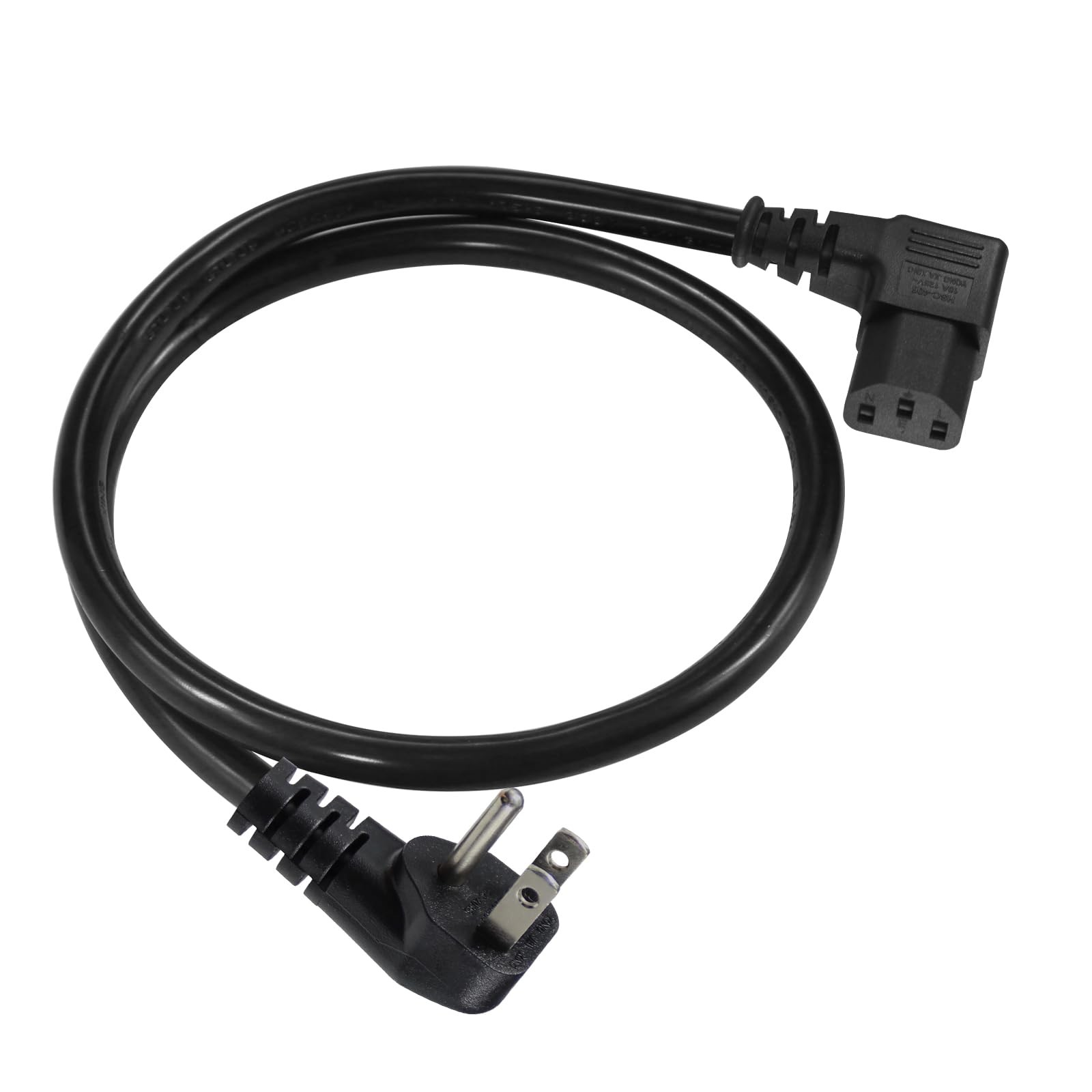 90 Degree Power Cord - 2FT Right Angle IEC, Universal PC Power Supply, 16AWG