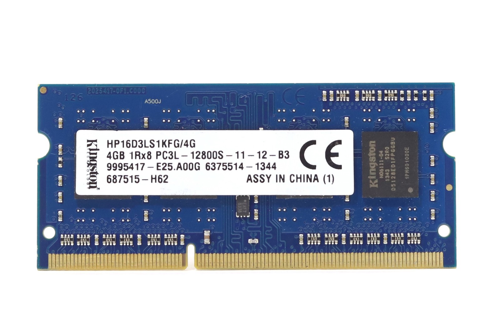 Kingston 4GB 1Rx8 PC3L-12800S-11-12-B3 Laptop Memory P/N: HP16D3LS1KFG/4G Tested