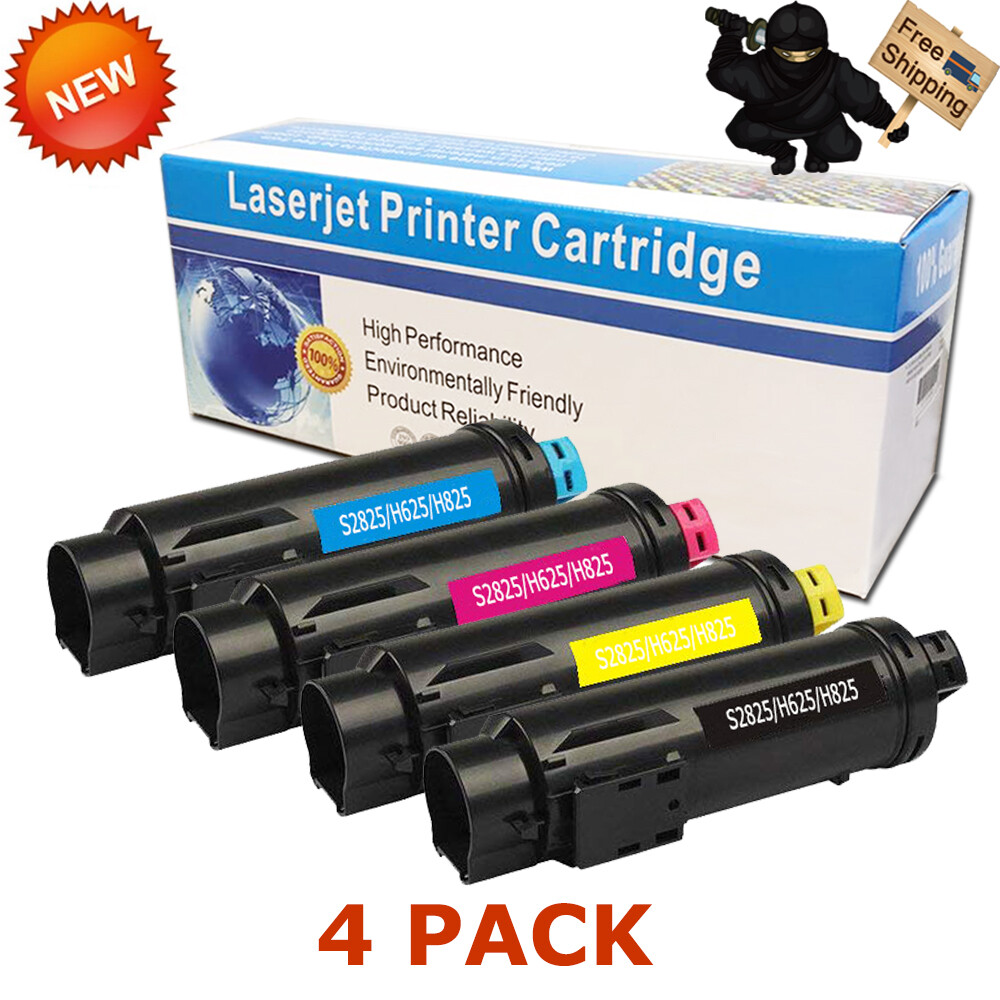 Set of 4 Color Toner for Dell H625cdw H825cdw S2825cdn H625 H825 S2825 593-BBOW