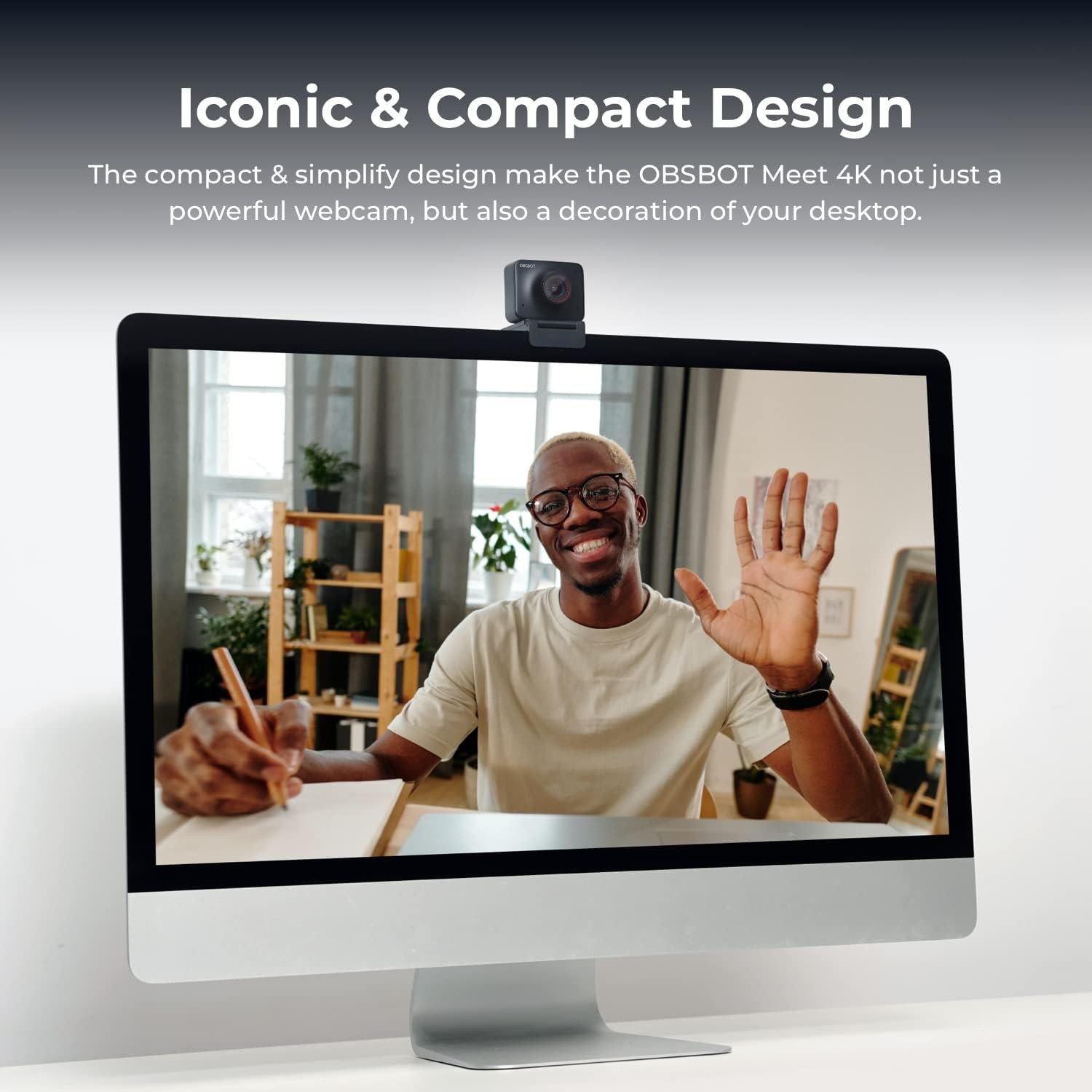 Black - OBSBOT Meet AI-Powered 4K Webcam, AI Framing & Autofocus, Webcam with