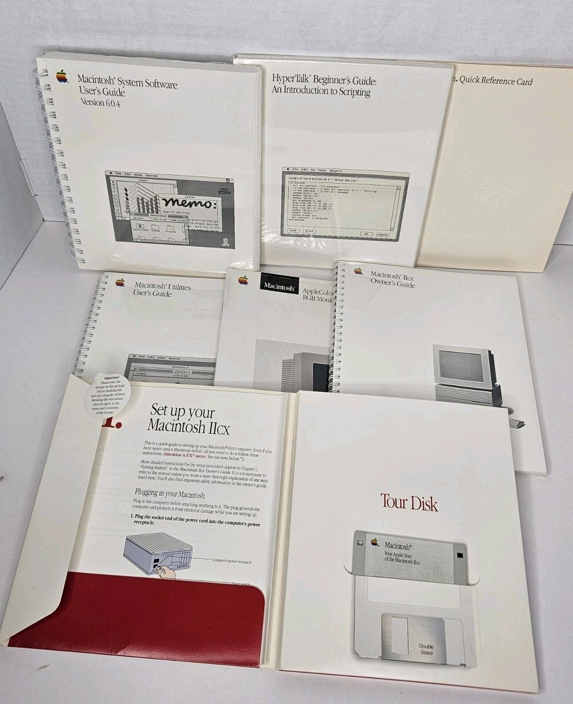 Vintage Apple Macintosh IIcx Software, Manuals, 3.5" Floppy Disks