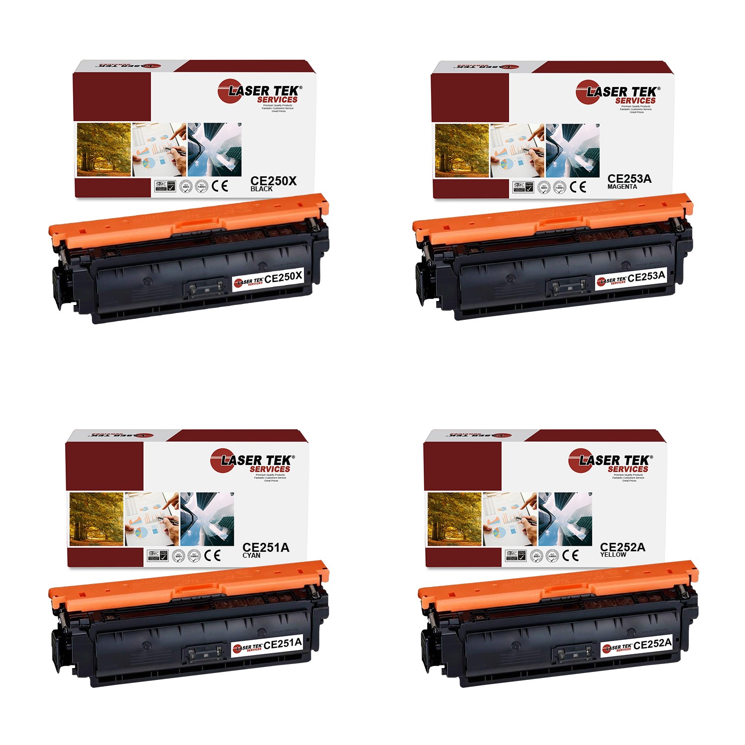 4Pk LTS 504X BCMY HY Compatible for HP LaserJet CM3530 CP3525 Toner Cartridge