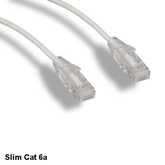Kentek White 25ft Ultra Slim Cat6A Patch Cable 28AWG UTP Snagless Ethernet RJ45