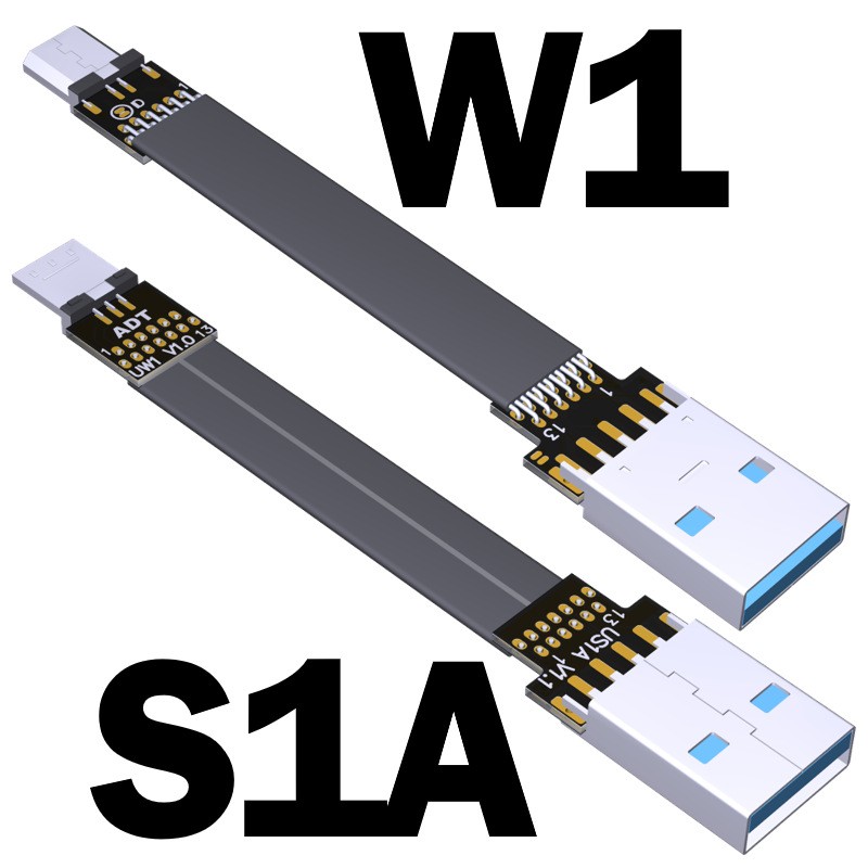 ADT-Link USB2.0 Flat Extension Cable USB A Male to Micro-B Male Dual Right Angle