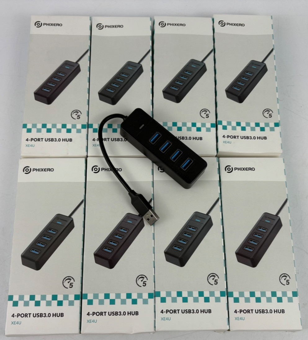PHIXERO 4-PORT USB3.0 HUB XE4U - 8 PACK