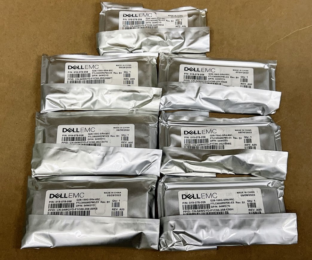 7x Dell EMC 04WGYD Q28-100G-SR4-85C 100G QSFP28 SR4 019-078-058 New