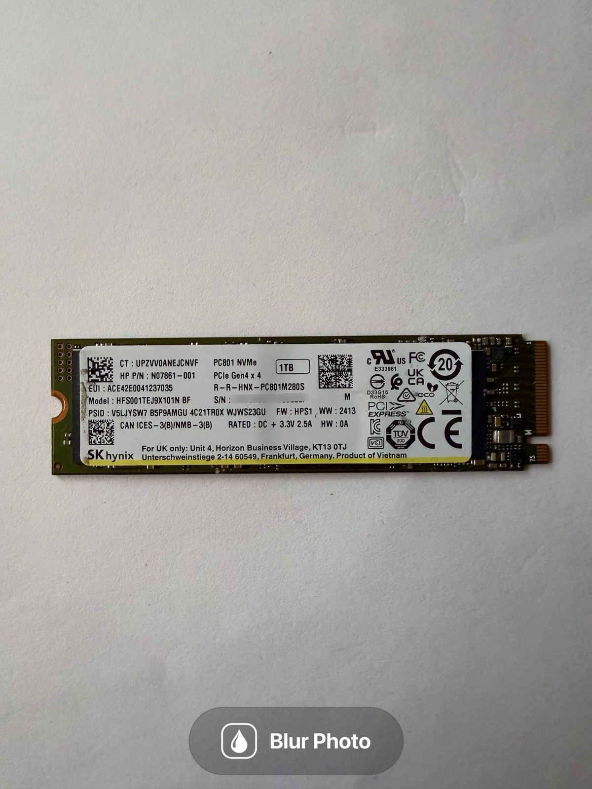 SK Hynix PC801 1TB M.2 2280 NVMe PCIe Gen4 x4 SSD HFS001TEJ9X101N Tested