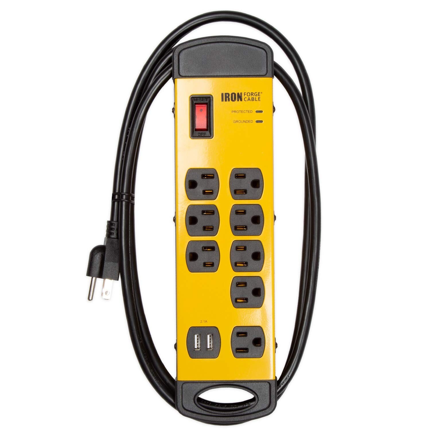 Iron Forge Cable 8 Outlet Heavy Duty Surge Protector Power Strip with Built-i...