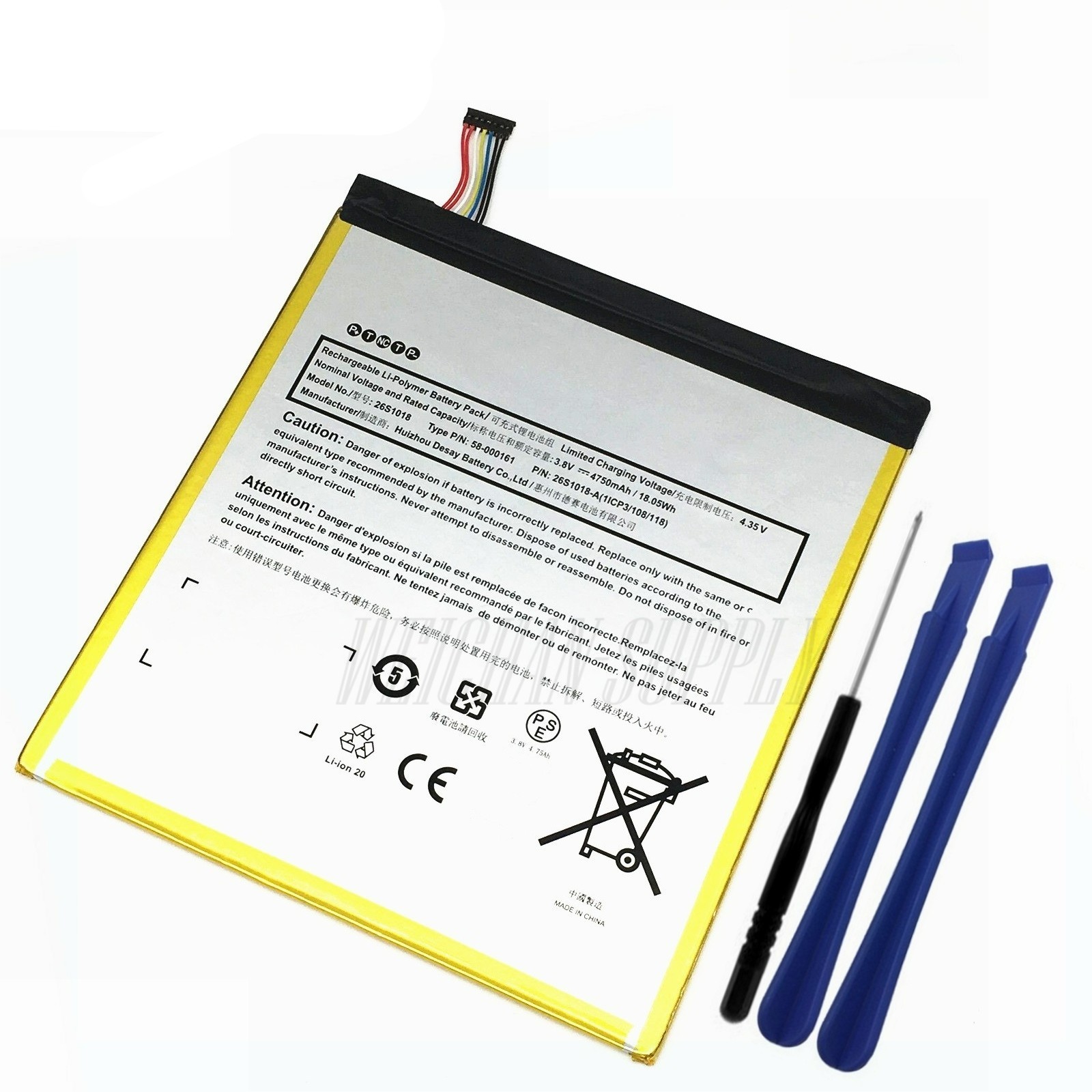 New Battery 58-000161 For Amazon Fire HD 8 6th Generation PR53DC - 2016 release