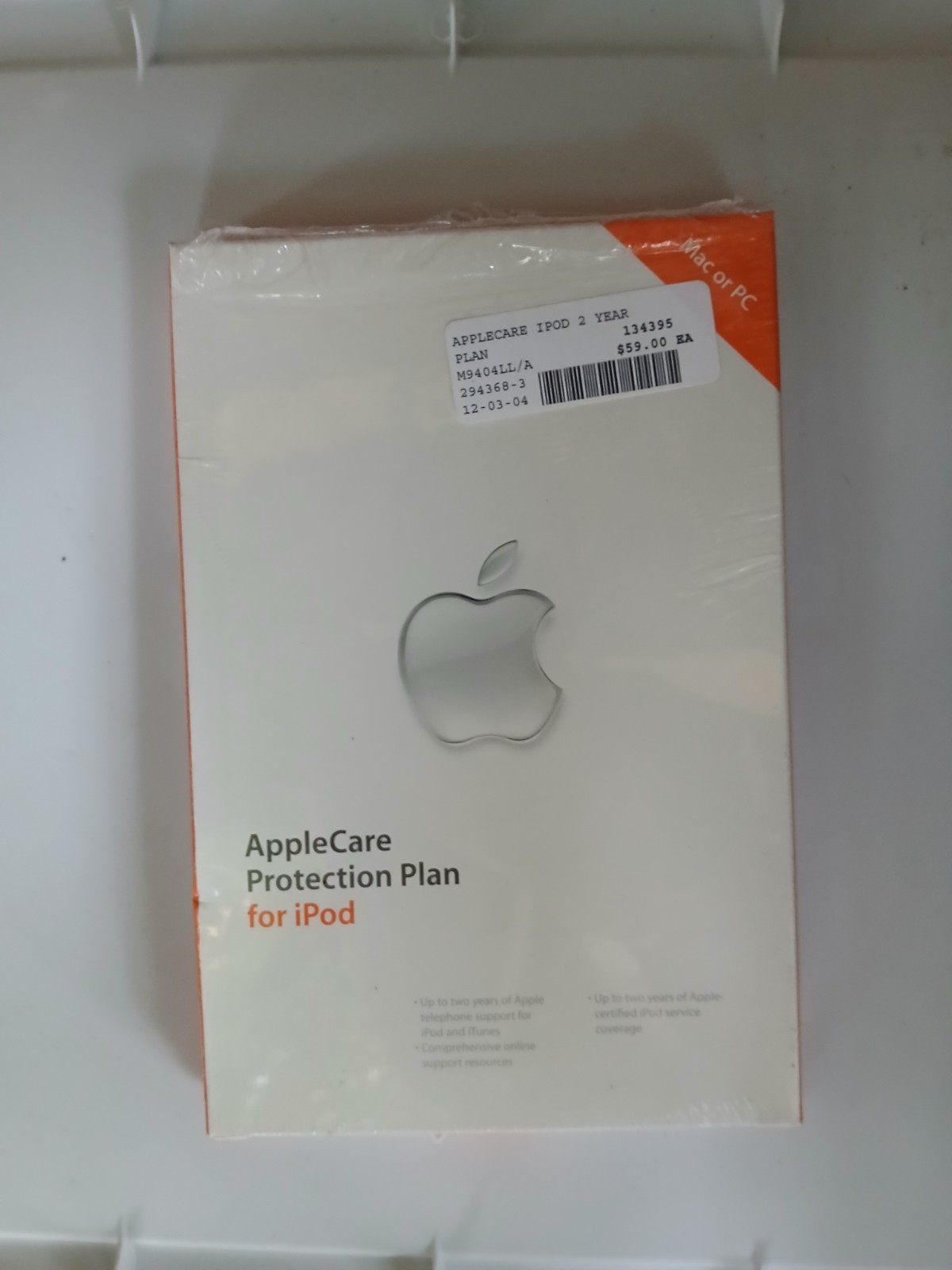 Sealed AppleCare Protection Plan for iPod M9404J/A Vintage Apple iPod Warranty