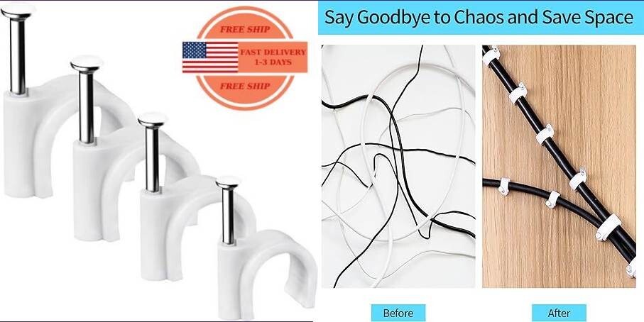 Clips para cables, 400 piezas, 4 mm, 6 mm, 8 mm, 10 mm clips de pared de alambre